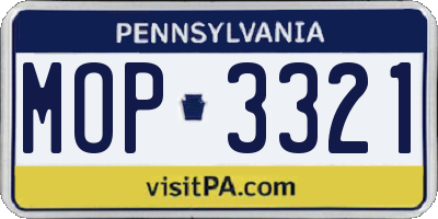 PA license plate MOP3321