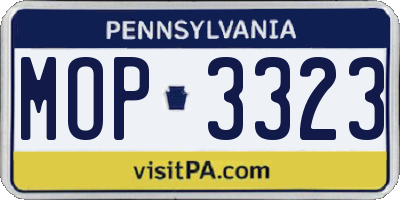 PA license plate MOP3323