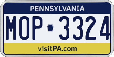 PA license plate MOP3324