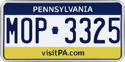 PA license plate MOP3325
