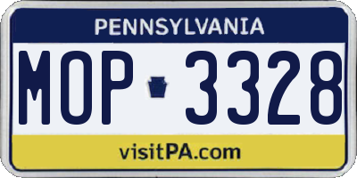 PA license plate MOP3328