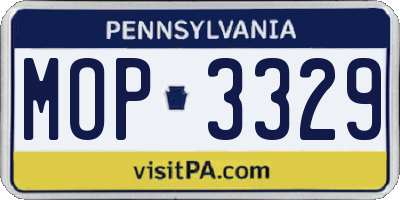 PA license plate MOP3329