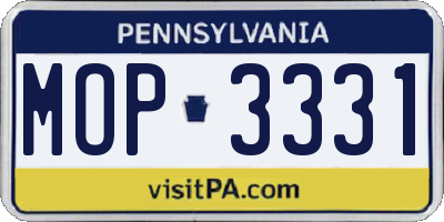 PA license plate MOP3331
