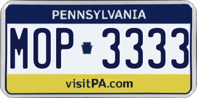 PA license plate MOP3333