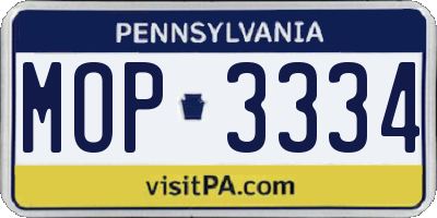 PA license plate MOP3334