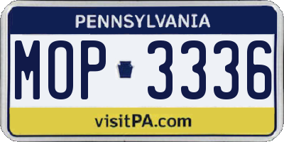 PA license plate MOP3336
