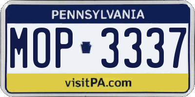 PA license plate MOP3337