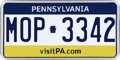 PA license plate MOP3342
