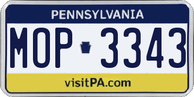 PA license plate MOP3343