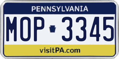 PA license plate MOP3345