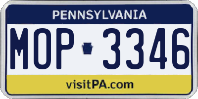 PA license plate MOP3346