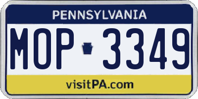 PA license plate MOP3349