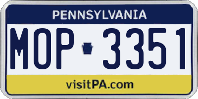 PA license plate MOP3351