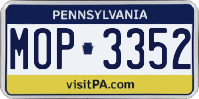 PA license plate MOP3352