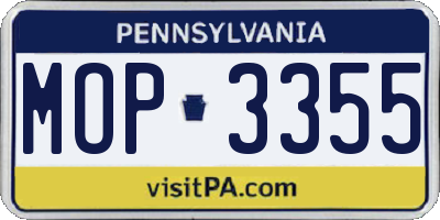 PA license plate MOP3355