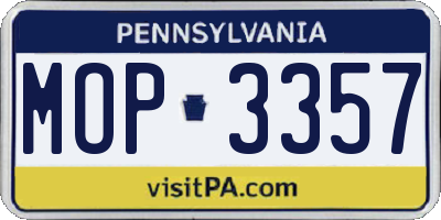 PA license plate MOP3357