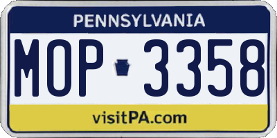 PA license plate MOP3358