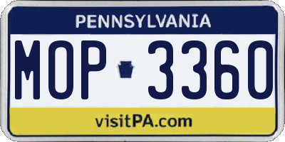 PA license plate MOP3360