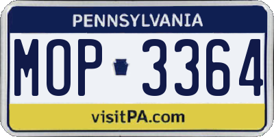 PA license plate MOP3364