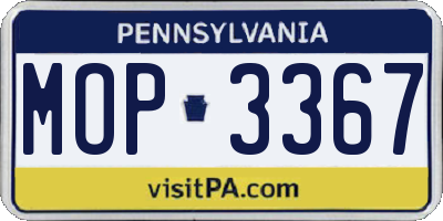 PA license plate MOP3367