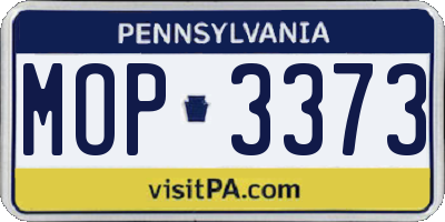 PA license plate MOP3373