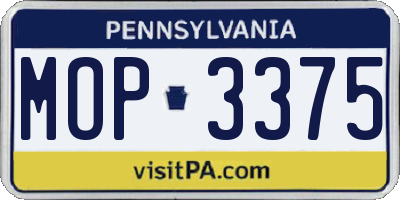 PA license plate MOP3375