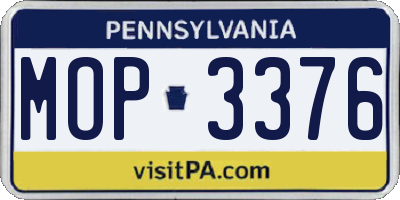 PA license plate MOP3376