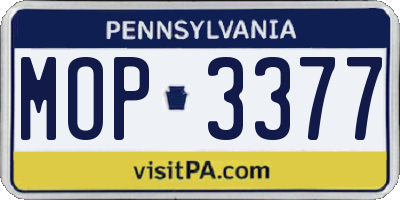 PA license plate MOP3377