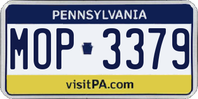 PA license plate MOP3379