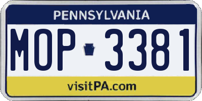 PA license plate MOP3381