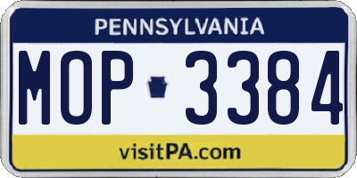 PA license plate MOP3384