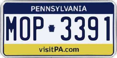PA license plate MOP3391