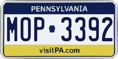 PA license plate MOP3392
