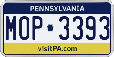 PA license plate MOP3393