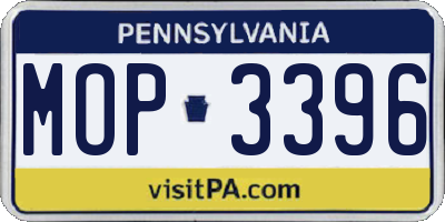 PA license plate MOP3396