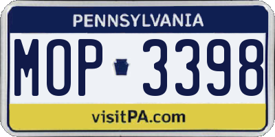 PA license plate MOP3398