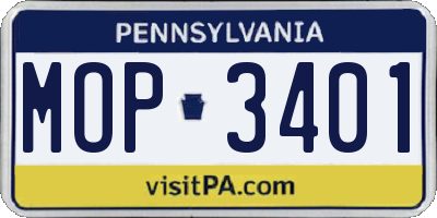 PA license plate MOP3401