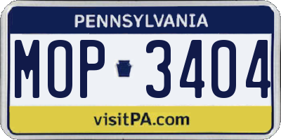 PA license plate MOP3404