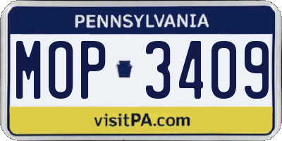 PA license plate MOP3409