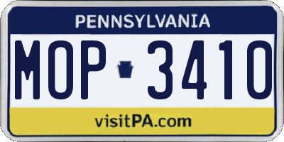 PA license plate MOP3410
