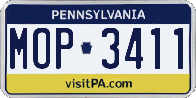 PA license plate MOP3411