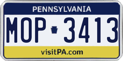 PA license plate MOP3413