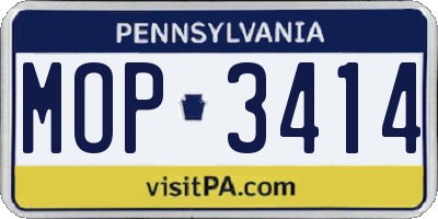 PA license plate MOP3414