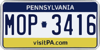 PA license plate MOP3416
