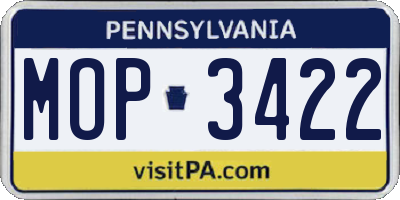 PA license plate MOP3422
