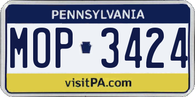 PA license plate MOP3424