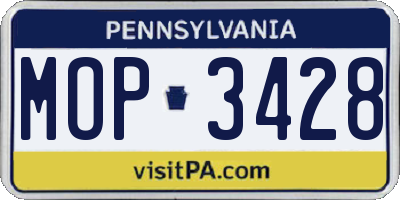 PA license plate MOP3428