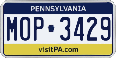 PA license plate MOP3429