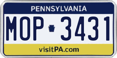 PA license plate MOP3431