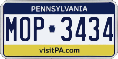 PA license plate MOP3434